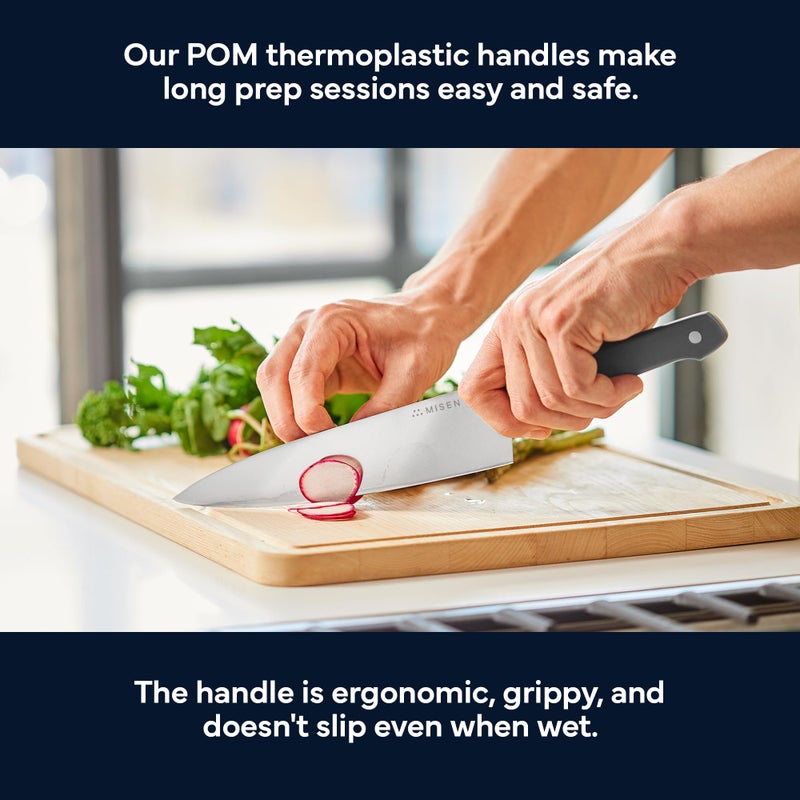 Misen 8" Chef Knife â€“ High Carbon Japanese AUS-10 Stainless Steel â€“ Hybrid German & Japanese Blade â€“ Precision Kitchen Knife for Professionals & Home Cooks â€“ Ultimate Cutting Performance - Gray - Image 5