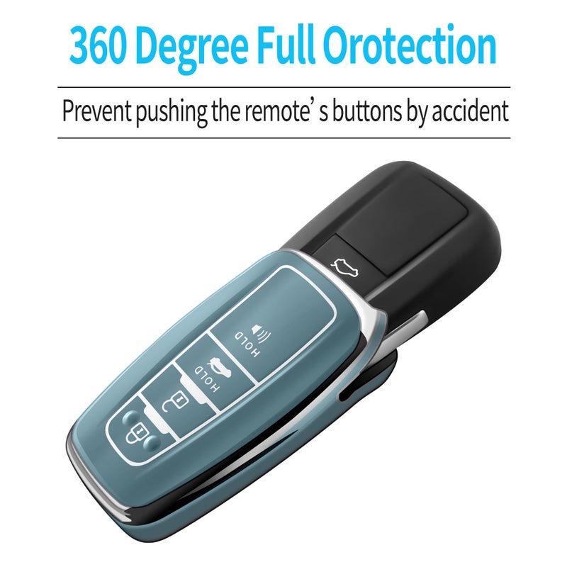 Autophone Compatible With Toyota Key Fob Cover with Keychain Soft TPU Key Shell Case,For 2019-2025 Rav4 2019-2024 Camry 4 Runner 2020-2022 Highlander Corolla Prius C-HR Avalon GT86-Storm Blue - Image 4