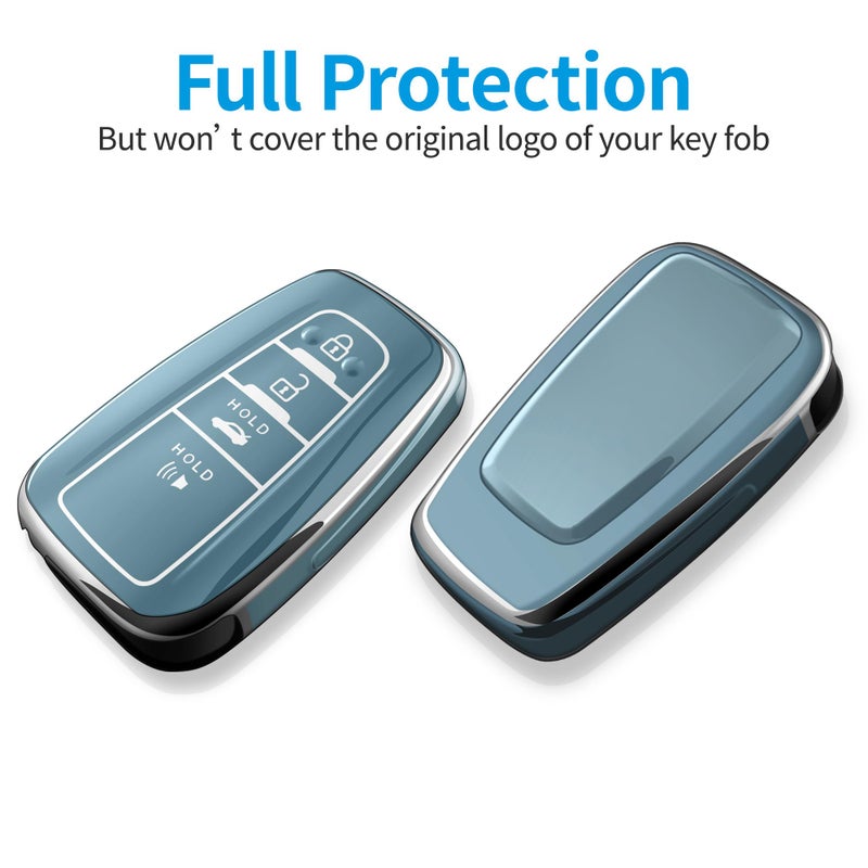 Autophone Compatible With Toyota Key Fob Cover with Keychain Soft TPU Key Shell Case,For 2019-2025 Rav4 2019-2024 Camry 4 Runner 2020-2022 Highlander Corolla Prius C-HR Avalon GT86-Storm Blue - Image 3