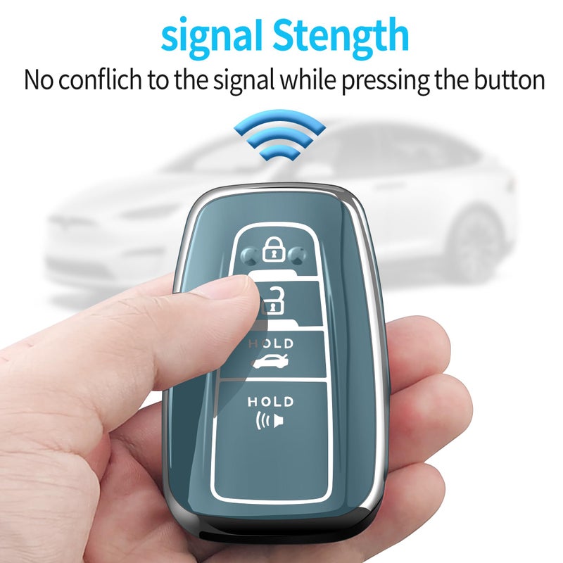 Autophone Compatible With Toyota Key Fob Cover with Keychain Soft TPU Key Shell Case,For 2019-2025 Rav4 2019-2024 Camry 4 Runner 2020-2022 Highlander Corolla Prius C-HR Avalon GT86-Storm Blue - Image 5