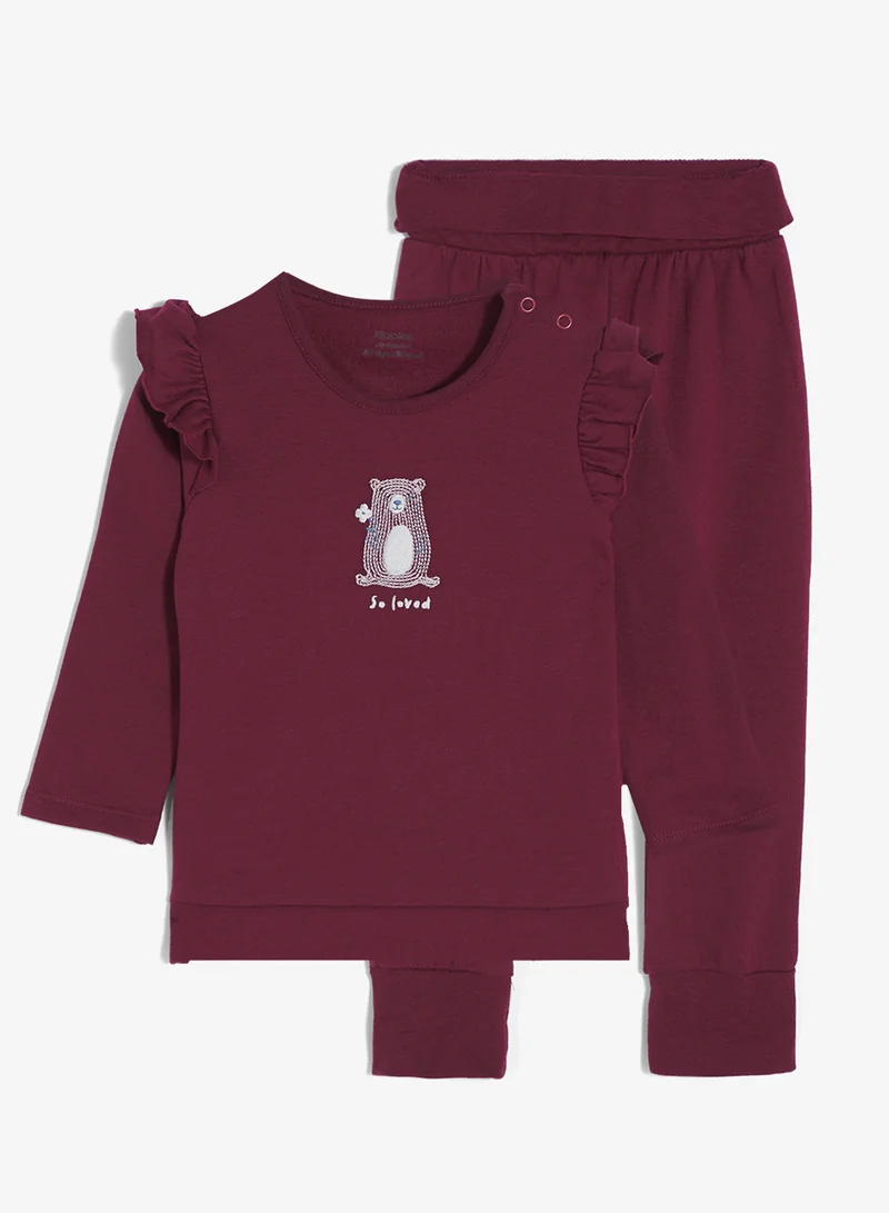 ريبلز مع نمشي طقم بيجامة للبنات بأكمام طويلة علوي وسفلي