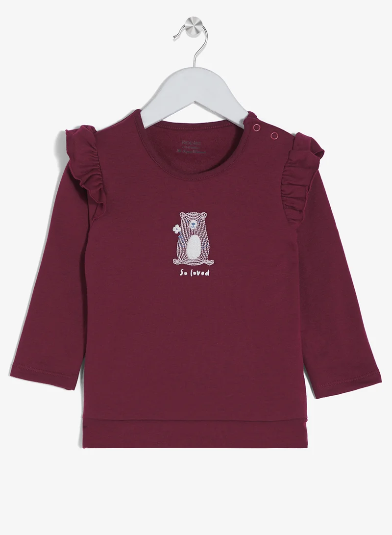 ريبلز مع نمشي طقم بيجامة للبنات بأكمام طويلة علوي وسفلي