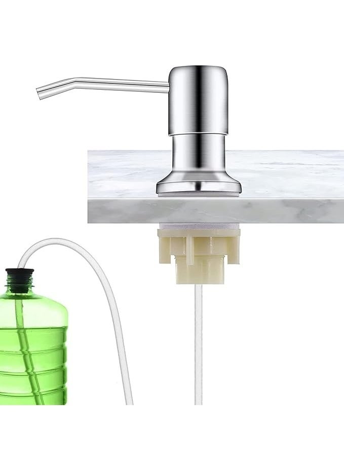 Soap Dispenser for Kitchen Sink, Brushed Nickel Countertop Soap Dispenser Pump, 47" Silicone Extension Tube Connect to The Soap Bottle Directly, Say Goodbye to Frequent Refills - Image 1