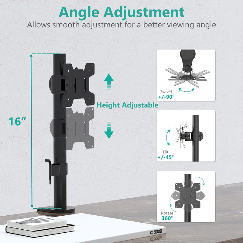 WALI Single Monitor Mount, Monitors Desk Mount, Single Monitor Arm Holds Screen Up to 32inch, 22lbs, Fully Adjustable Mount Designed for Home Office Application(M001S), Black - Image 3