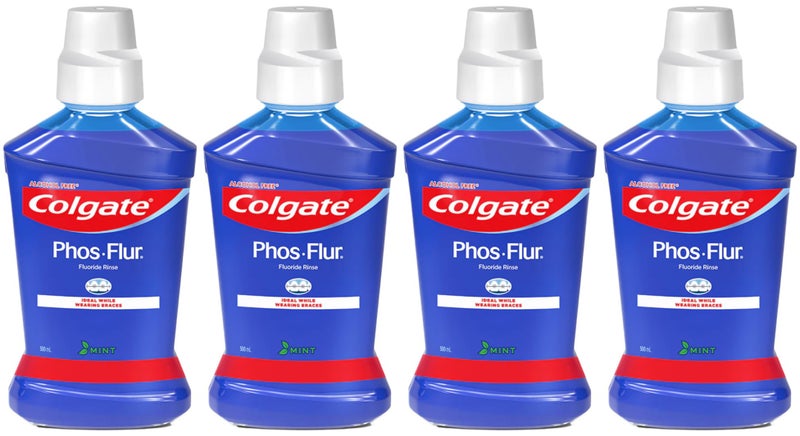 Colgate Phos-Flur Fluoride Mouth Rinse, Mint Flavour, 500ml, Alcohol-Free, Ideal for Braces (4) - Image 1