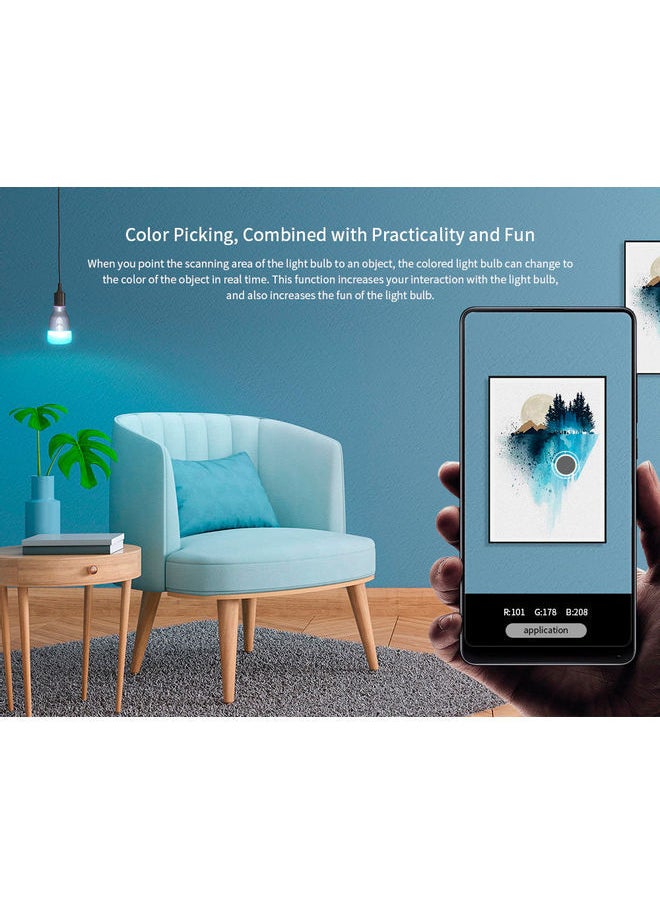 NIBEMINENT AC100-240V 6W RGBW Intelligent LEDs Light Bulb Multicolour 13.5 x 6.5 6.5centimeter  - Image 2