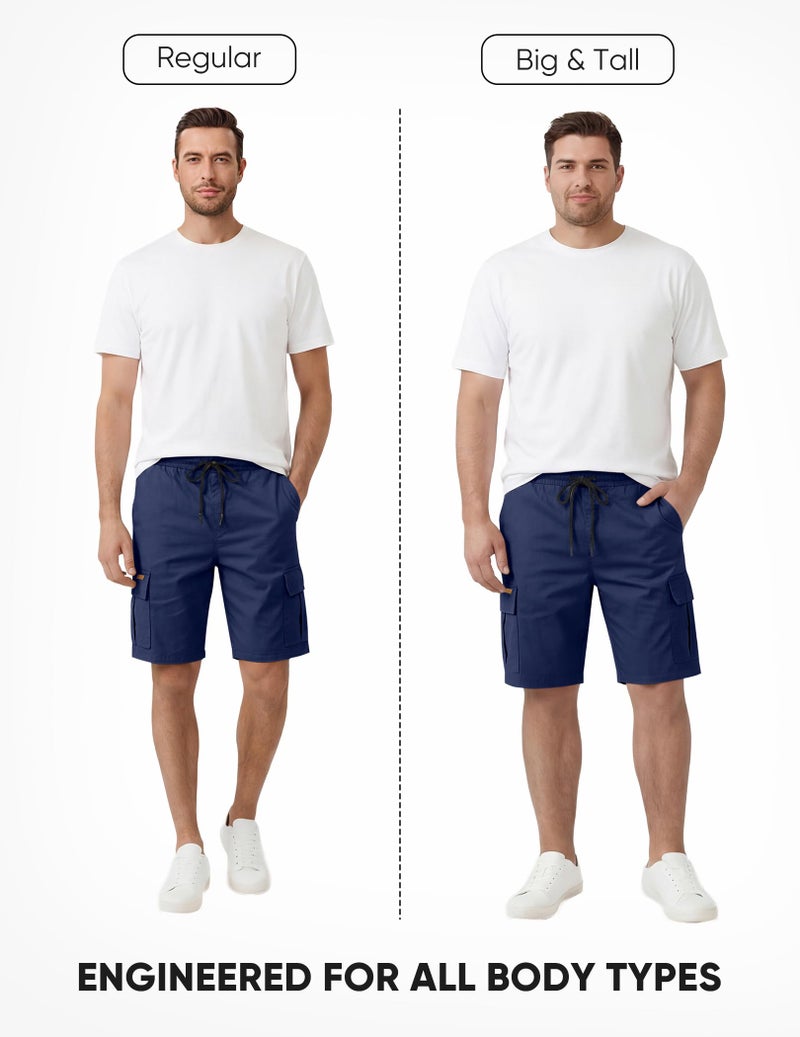 JMIERR Mens Casual Twill Cargo Shorts Cotton Drawstring Classic Cargo Chino Stretch Short with 6 Pockets for Men, US36(L), A Blue - Image 4