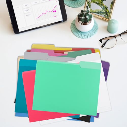 pmybupo File Folders 18 Pack 8.5x11 Inch,1/3 Cut Tab Colored File Folders Letter Size,Office Purple Folders for Document - Image 5