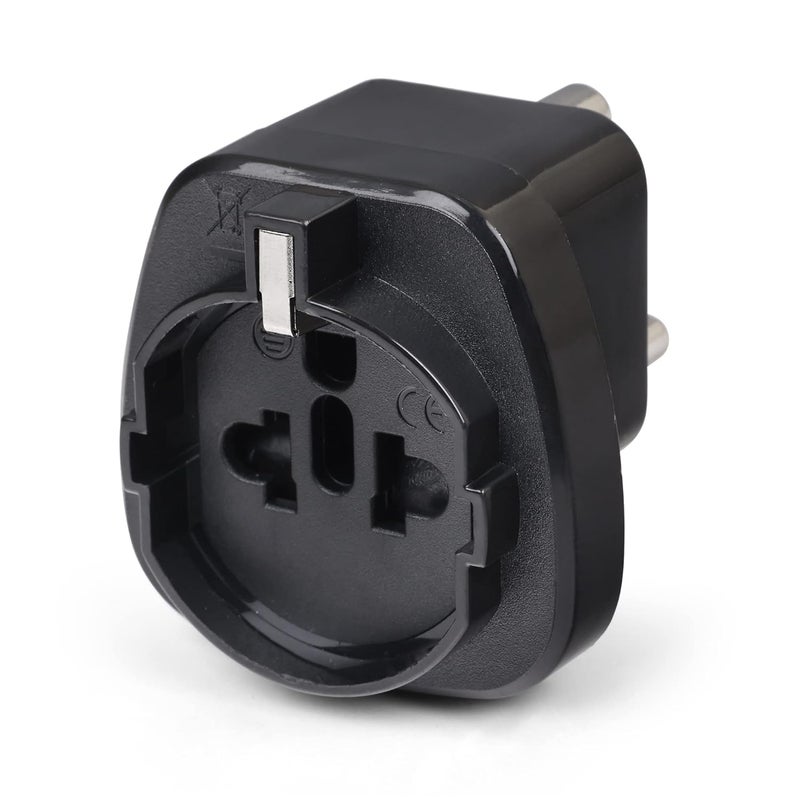 OREI Orei European Schuko to India Pin Plug Adapter Convert European Type EF Input to India Type D Three Prong Output Connection Heavy Duty Black Color 1 Pack  - Image 1