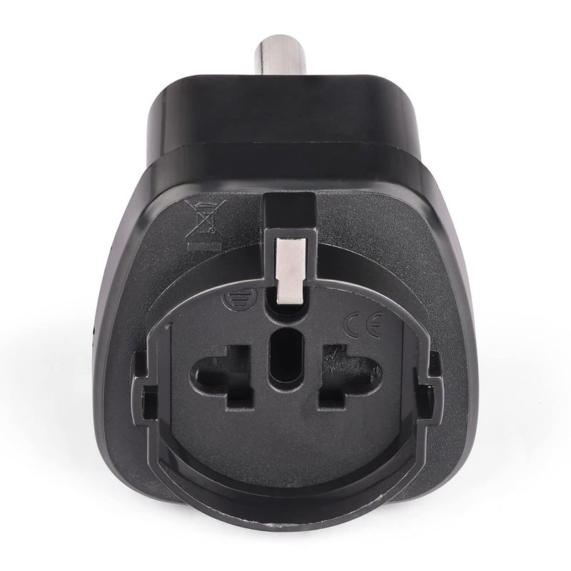 OREI Orei European Schuko to India Pin Plug Adapter Convert European Type EF Input to India Type D Three Prong Output Connection Heavy Duty Black Color 1 Pack  - Image 3