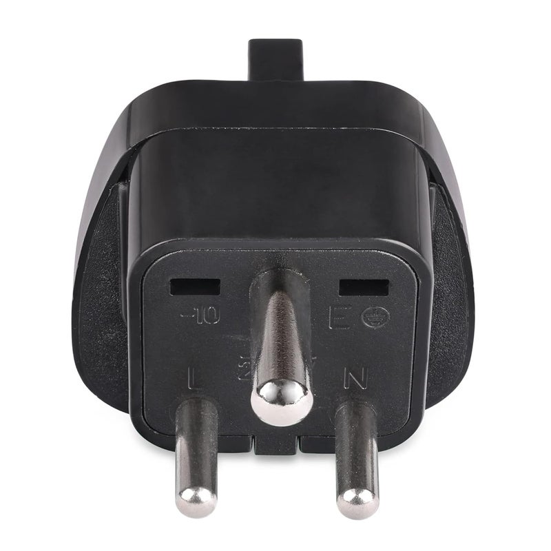 OREI Orei European Schuko to India Pin Plug Adapter Convert European Type EF Input to India Type D Three Prong Output Connection Heavy Duty Black Color 1 Pack  - Image 4