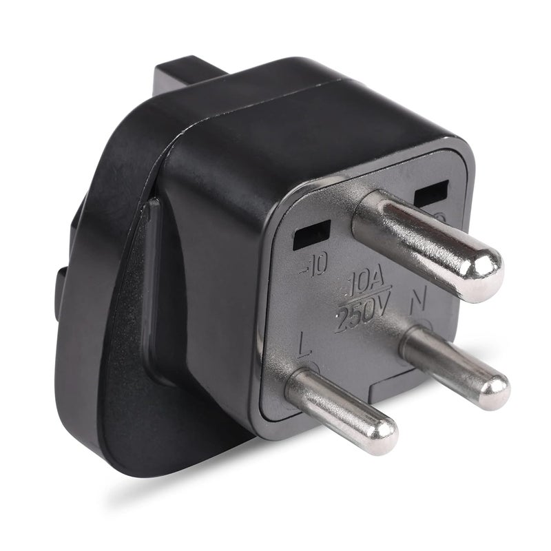 OREI Orei European Schuko to India Pin Plug Adapter Convert European Type EF Input to India Type D Three Prong Output Connection Heavy Duty Black Color 1 Pack  - Image 2