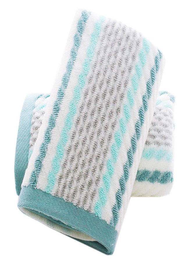 Pidada Hand Towels Set of 2 Striped Pattern 100% Cotton Soft Absorbent Decorative Towel for Bathroom (Green) - Image 1