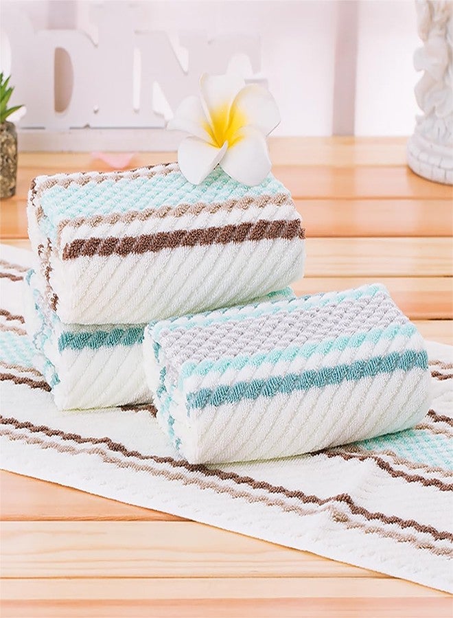 Pidada Hand Towels Set of 2 Striped Pattern 100% Cotton Soft Absorbent Decorative Towel for Bathroom (Green) - Image 3