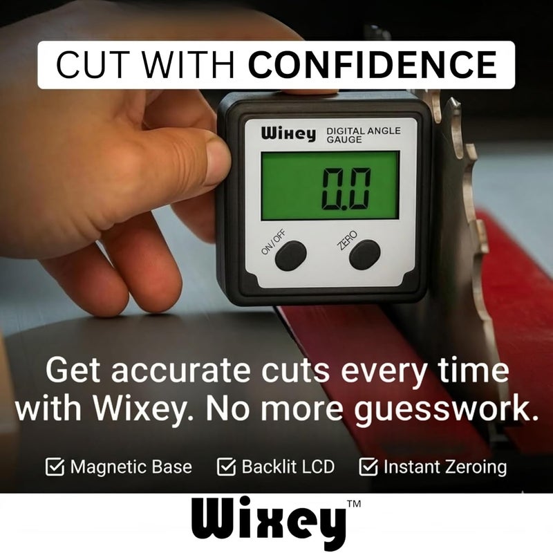 Wixey Digital Angle Gauge | Digital Angle Finder for Table Saw & Miter Saw (Magnetic) – Precision Bevel & Compound Angle Measuring Tool for Woodworking with Backlight - Image 5