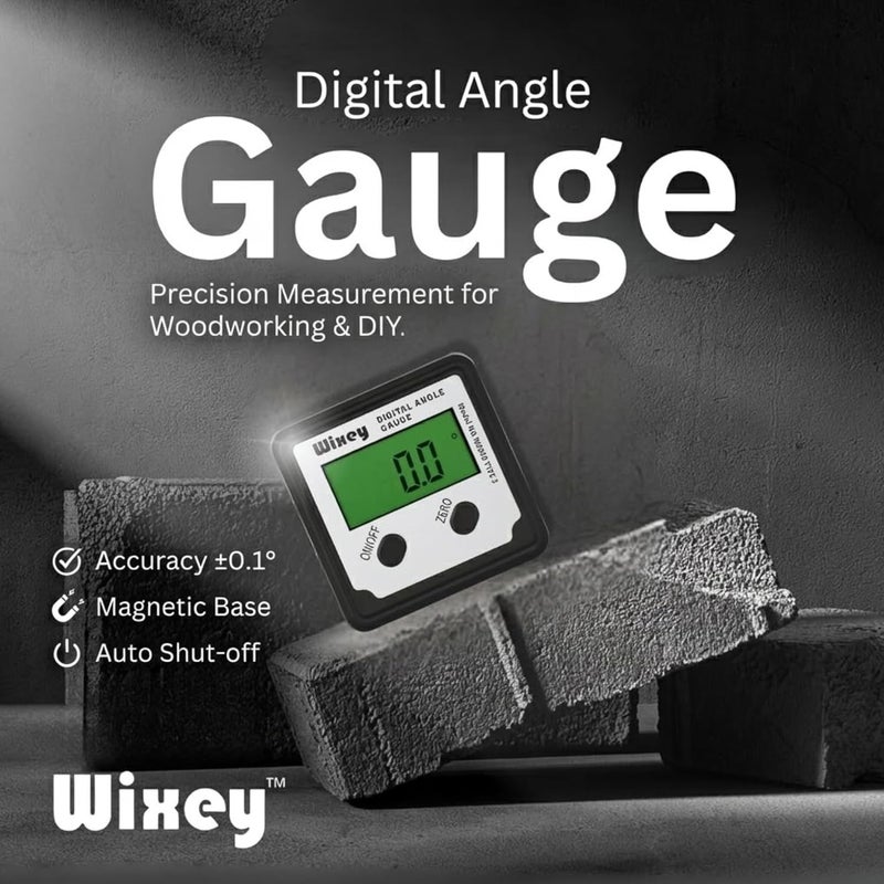 Wixey Digital Angle Gauge | Digital Angle Finder for Table Saw & Miter Saw (Magnetic) – Precision Bevel & Compound Angle Measuring Tool for Woodworking with Backlight - Image 4