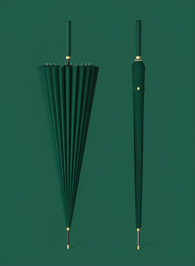 JRM 24 Ribs Auto Open Umbrella | Large Windproof Straight Handle Umbrella for Men & Women | Heavy Duty 3 Fold Travel for Outdoor, Rain, Fishing, Camping (GREEN) - Image 2