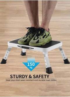 Garlo Folding Step Stool, Height-Adjustable Step Stool with Non-Slip Platform, Step Ladder for Adults or Kids in Kitchen, Home, 150KG Capacity  - Image 3
