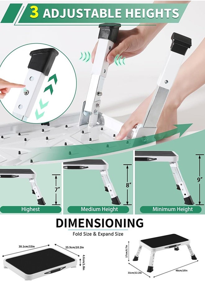 Garlo - Folding Step Stool, Height-Adjustable Step Stool with Non-Slip Platform, Step Ladder for Adults or Kids in Kitchen, Home, 150KG Capacity - Image 1