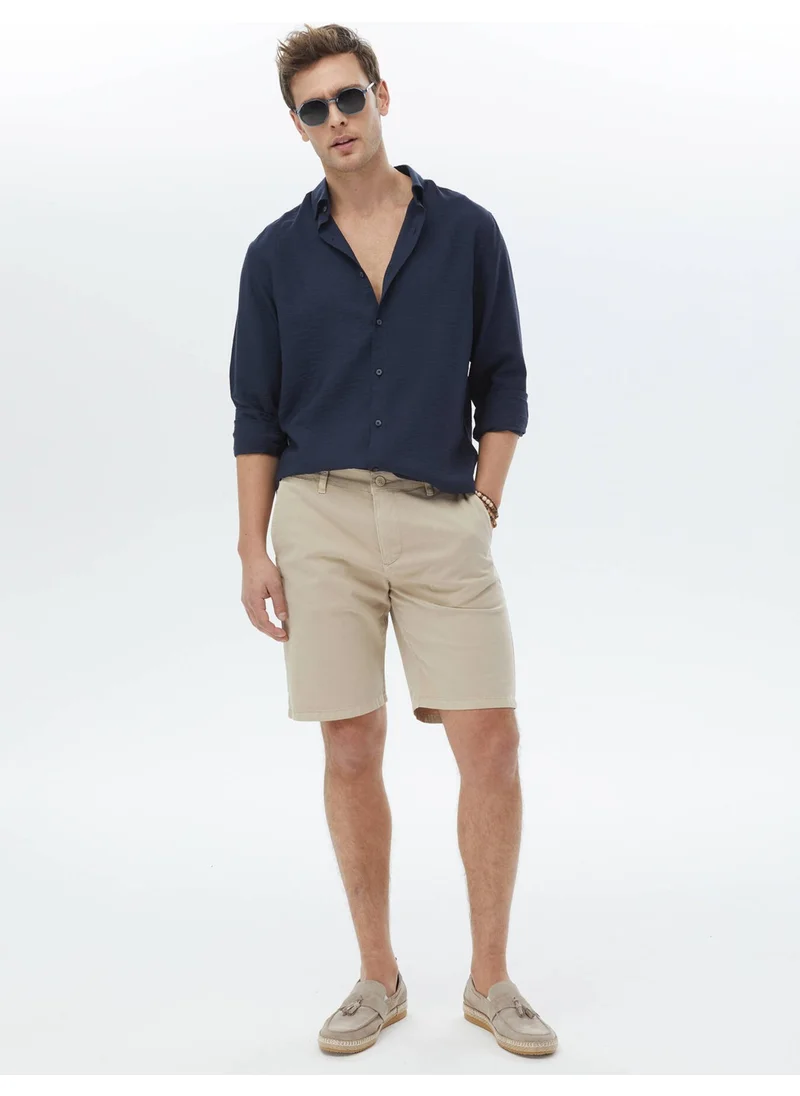 Kip Navy Blue Plain Weave Classic Shirt
