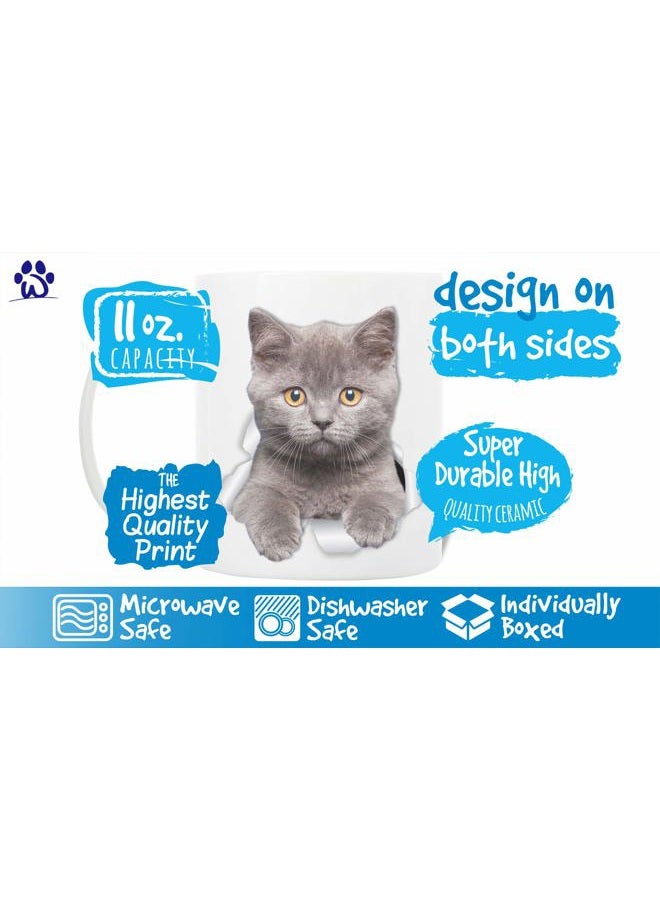 Winston Bear Laughing Grey Cat Coffee Mug - Ceramic Funny Coffee Mug - Perfect Cat Lover Gift - Cute Novelty Coffee Mug Present - Great Birthday or Christmas Surprise for Friend or Coworker Men and Women (11oz) - Image 3