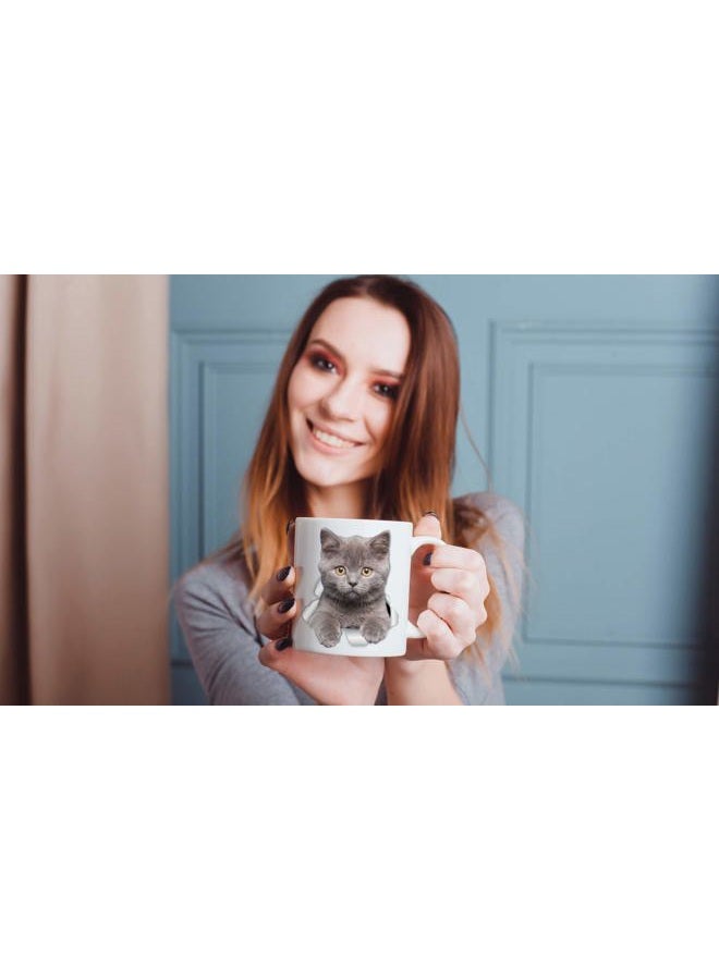 Winston Bear Laughing Grey Cat Coffee Mug - Ceramic Funny Coffee Mug - Perfect Cat Lover Gift - Cute Novelty Coffee Mug Present - Great Birthday or Christmas Surprise for Friend or Coworker Men and Women (11oz) - Image 2