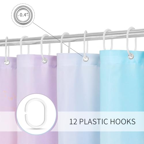 Gibelle Abstract Marble Shower Curtain, Watercolor Pink Turquoise Shower Curtain for Bathroom, Modern Ink Art Decor Waterproof Fabric Shower Curtain Set with Hooks, 71x71 - Image 3