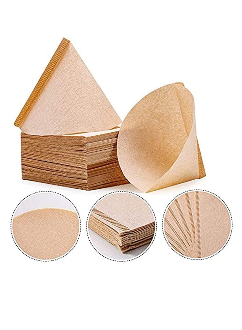 ECVV 100Pieces Coffee Filter Paper, Disposable V60 Cone Brown Paper, Barista Tools Home Coffee Maker Coffee Filters for Pour Over Coffee 1-4Cups - Image 1