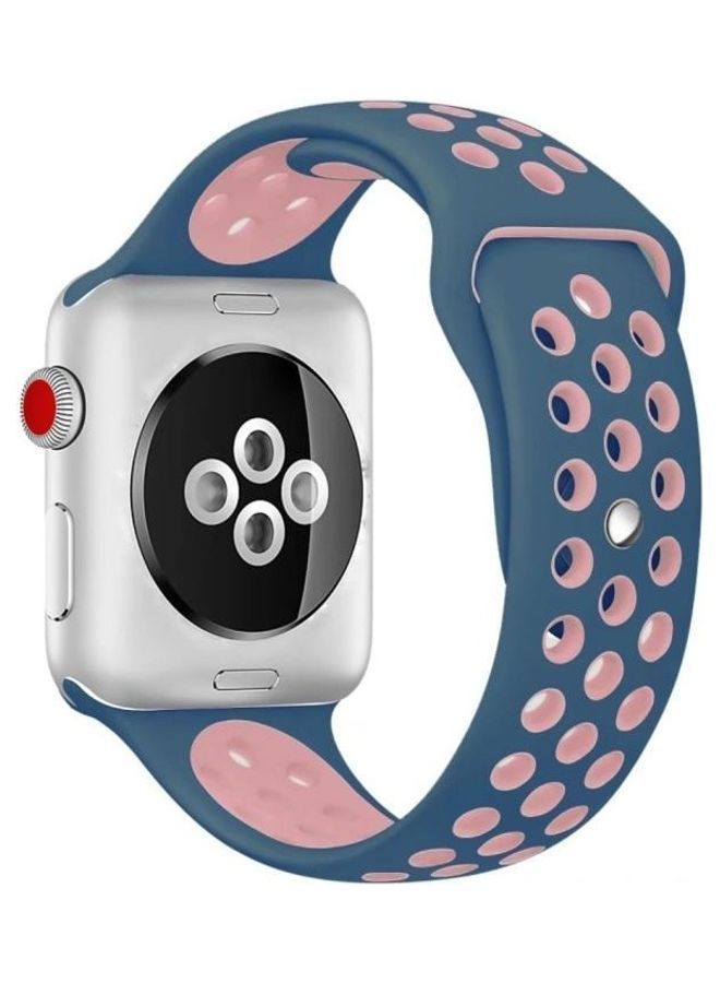 NIBEMINENT Replacement Watchband for Apple Watch Series 1/2/3/4/5/6/SE 44mm/42mm Blue/Pink - Image 1
