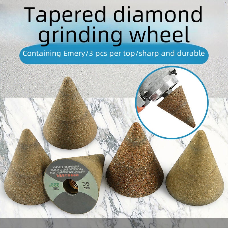Stone grinding and polishing grinding wheel cone bullet angle grinder emery grinding head stone carving special-shaped line pointed grinding rod(Tapered diamond grinding wheel 200# finer) - Image 2