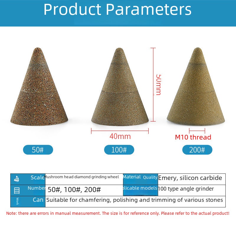 Stone grinding and polishing grinding wheel cone bullet angle grinder emery grinding head stone carving special-shaped line pointed grinding rod(Tapered diamond grinding wheel 200# finer) - Image 3