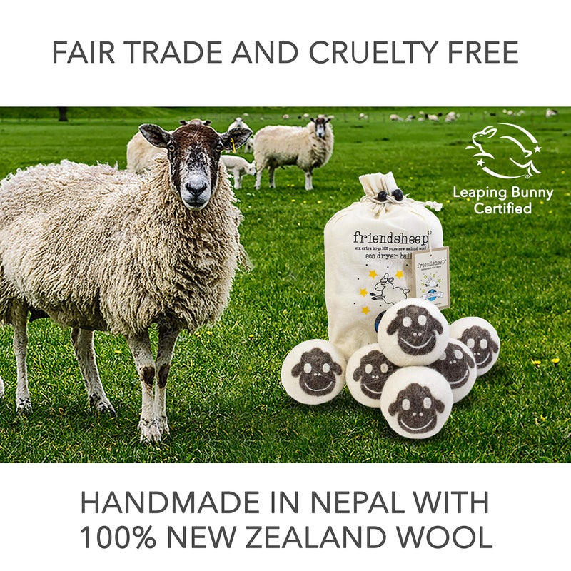 Friendsheep Wool Dryer Balls, Organic Reusable Fabric Softener Alternative for Laundry, Handmade, Fair Trade, Hypoallergenic, Eco-Friendly, Plastic-Free (6 Pack XL â€“ Sheep Flock of Friends) - Image 5