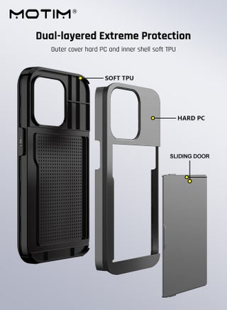 iPhone 15 Pro Max Wallet Case with Card Holder, Armor Design Shockproof Military-Grade Protection, Hard Back Phone Case Cover - view 5