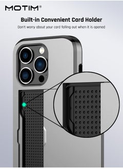 Motim iPhone 15 Pro Max Case, Armor Design Wallet Case with Hidden Card Holder, Full Protection, Slim Thin Shockproof Full-body Protective Phone Case Cover, Supports Wireless Charging  - Image 3