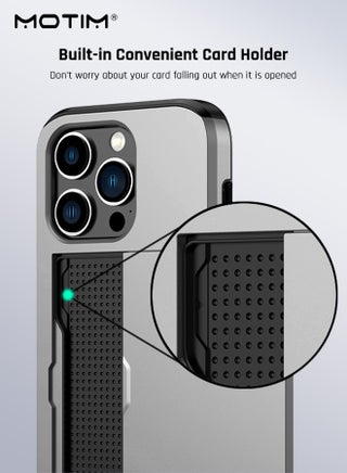 iPhone 15 Pro Max Wallet Case with Card Holder, Armor Design Shockproof Military-Grade Protection, Hard Back Phone Case Cover - view 3