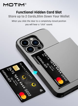iPhone 15 Pro Max Wallet Case with Card Holder, Armor Design Shockproof Military-Grade Protection, Hard Back Phone Case Cover - view 2