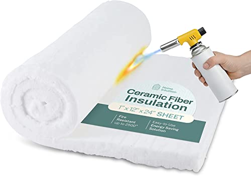 HOME INTUITION Ceramic Fiber Insulation, 1" Thick x 15" x 24", 2500F Fireproof Insulation Blanket for Forging, Pizza Oven, Fireplace, Furnace, Gas Forge, Boiler, Pipe, & Dishwasher - Image 1