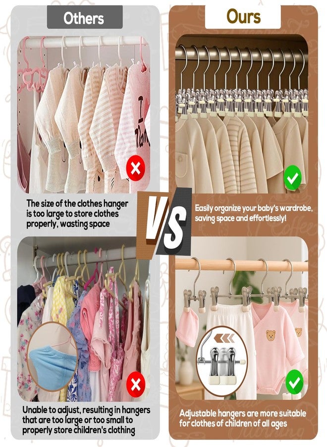 Mity rain20-Pack Baby Hangers - 360° Rotatable Silicone Clip Kids Pants Hangers, Space-Saving Toddler Clothes Hangers,Premium Stainless Steel, Ideal for Newborn & Children Wardrobe Organization. - Image 5