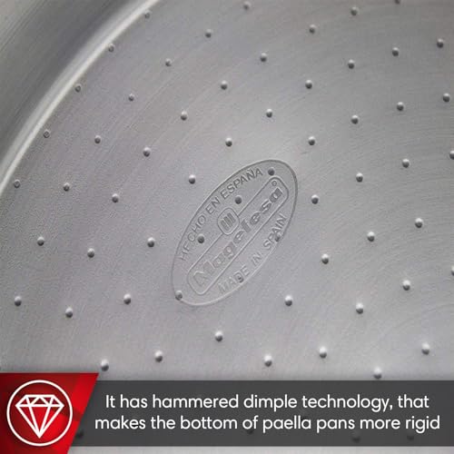 MAGEFESA 12" Carbon Steel Paella Pan – 30 cm - 4 Servings, Durable & Lightweight with Dimpled Surface, Ideal for Outdoor Cooking & Traditional Valencian Paella - Image 5