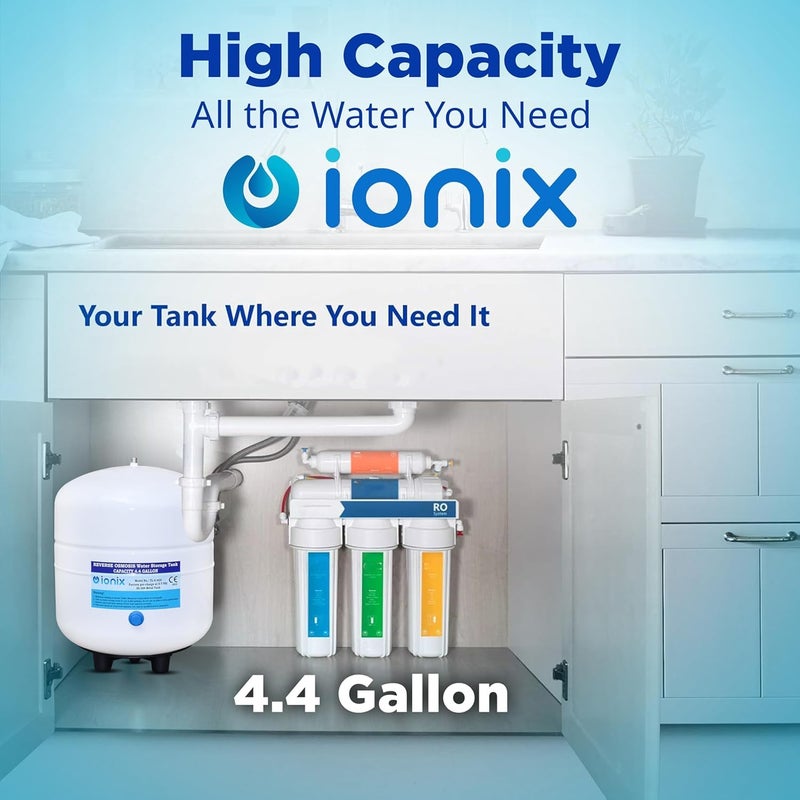 IONIX خزان ضغط معدني مسبق الضغط من إيونكس ستيل 304 مع صمام خزان، سعة 4.4 جالون، مياه صحية لعائلتك، مستخدم من قبل أفضل العلامات التجارية الهندية، خزان ضغط معدني RO - Image 4