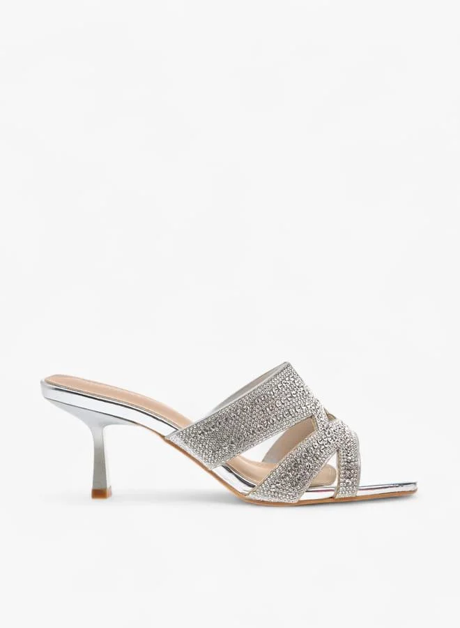 Flora Bella By Shoexpress Women Embellished Slip-On Sandals with Flared Heels