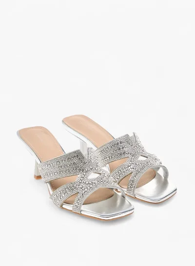 Flora Bella By Shoexpress Women Embellished Slip-On Sandals with Flared Heels