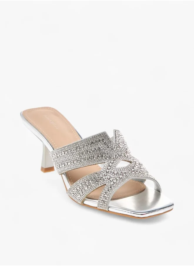 فلورا بيلا من شو إكسبرس Women Embellished Slip-On Sandals with Flared Heels Ramadan Collection