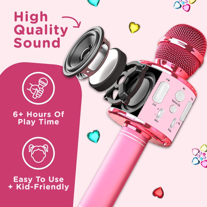 Move2Play, Kids Karaoke Microphone | Includes Stickers & Bluetooth | Kids Birthday Gift | Toy for All Ages 2, 3, 4, 5, 6+ Year Old Girls, Boys & Toddlers (All Pink) - Image 5