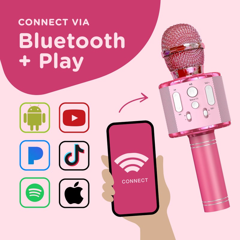 Move2Play, Kids Karaoke Microphone | Includes Stickers & Bluetooth | Kids Birthday Gift | Toy for All Ages 2, 3, 4, 5, 6+ Year Old Girls, Boys & Toddlers (All Pink) - Image 2