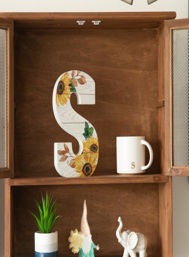 COLLECTIVE HOME مجموعة منزلية - حروف خشبية مقاس 10 بوصات لتزيين الجدران، زينة أبجدية على شكل زهرة عباد الشمس لسطح الطاولة، ديكور ريفي يمكنك صنعه بنفسك، كتلة حرفية ريفية قائمة بذاتها (صغيرة) - Image 3