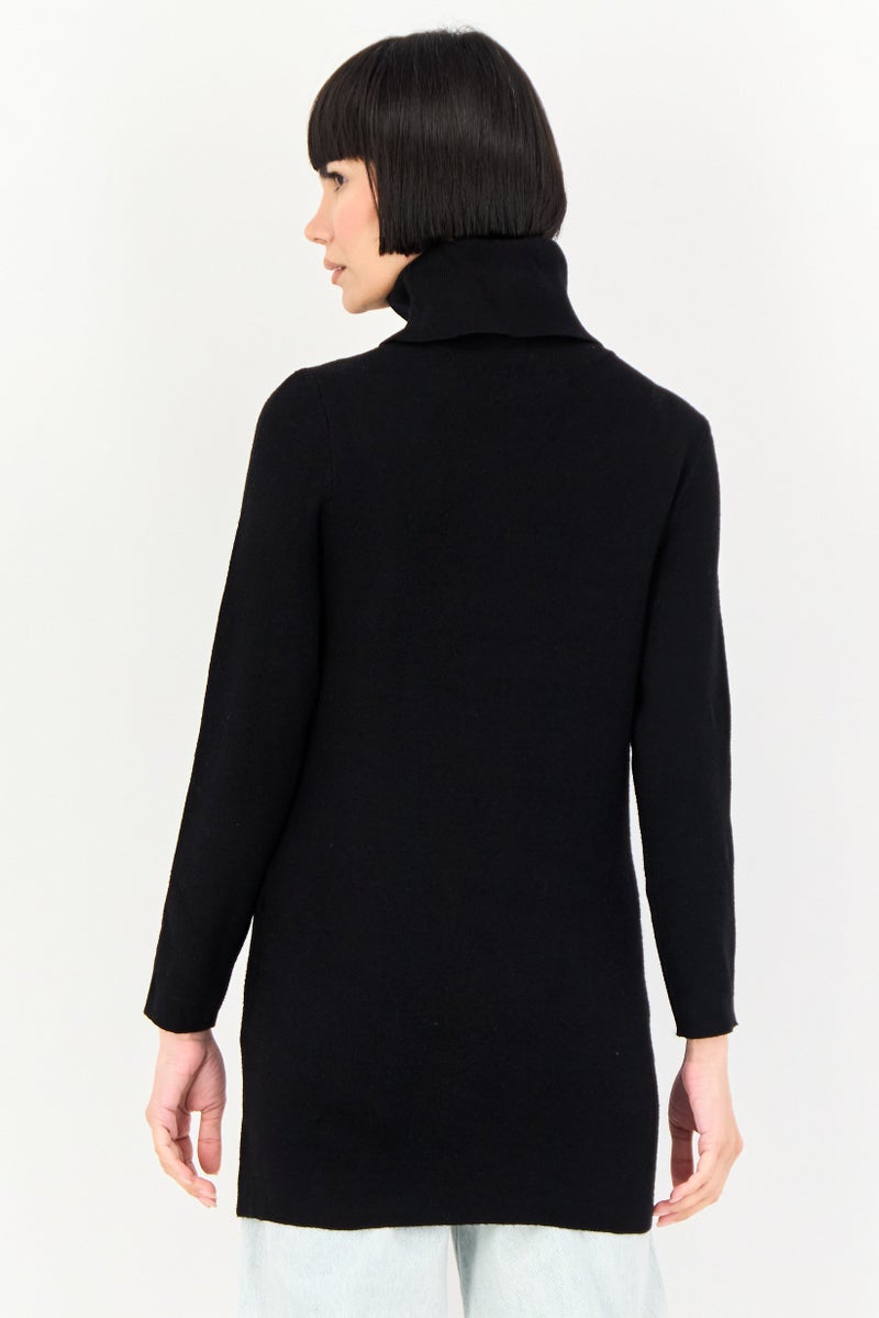 Mohito Women Knitted Sweater Dress, Black - Image 2