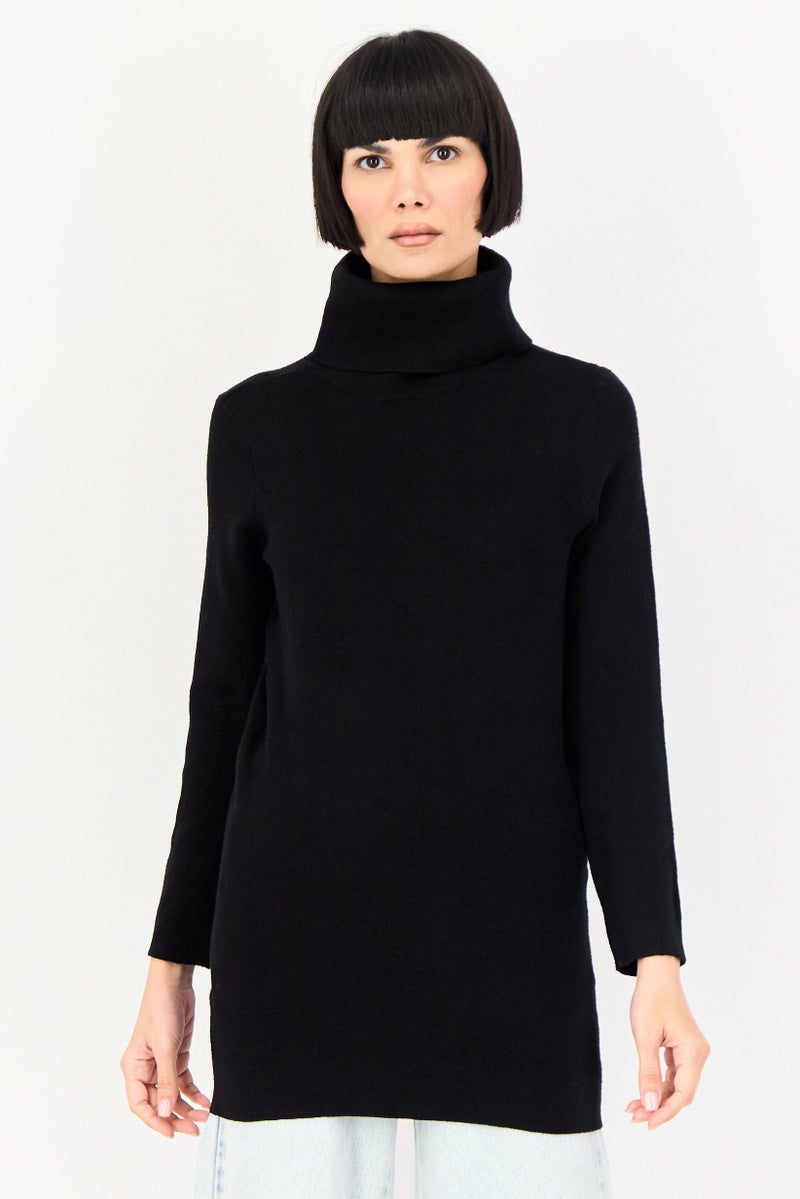 Mohito Women Knitted Sweater Dress, Black - Image 1