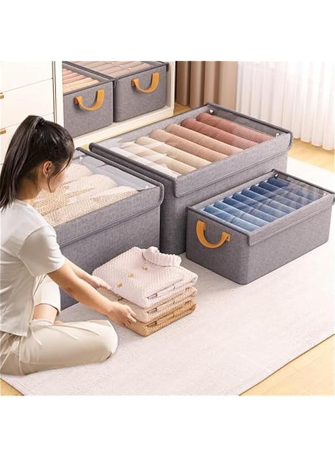 MIXDE Storage Bins for Shelves, Linen Closet Organizers and Storage Baskets with Metal Frame, Extra Large Storage Boxes for Wardrobe Shelf Laundry Room with Lid,Beige,2-Pack,L - Image 4