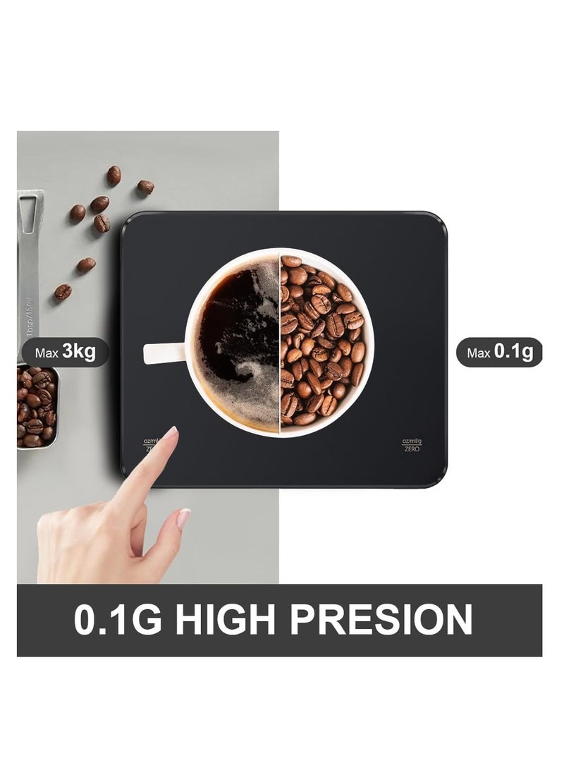 Xiaomi Precision Black Coffee Scale with Timer, Type-C Rechargeable, 3000g/0.1g, High-Temperature Resistant, LED Display